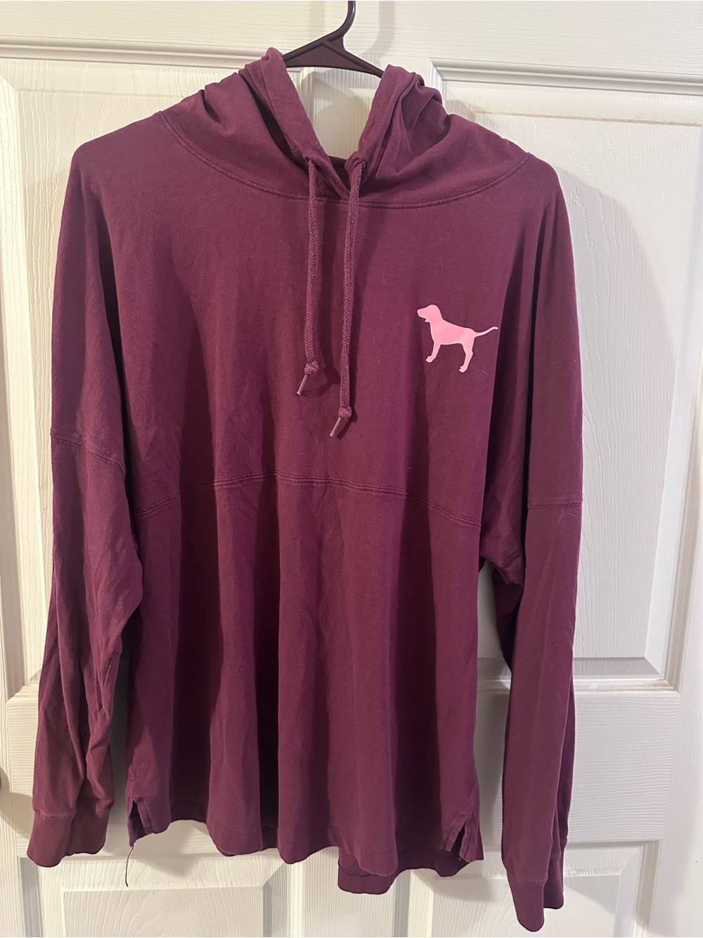 PINK Victoria's Secret Maroon Hoodie with Pink Graphic Letters